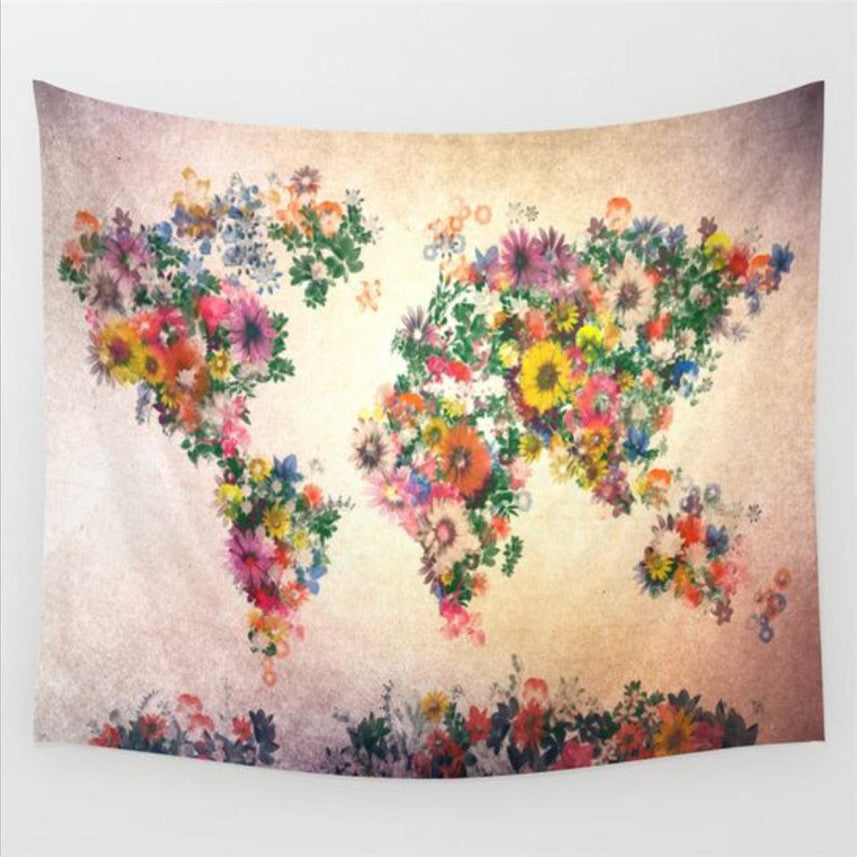 World Map Floral