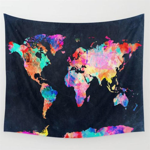 Dark Ocean World Map Tapestry